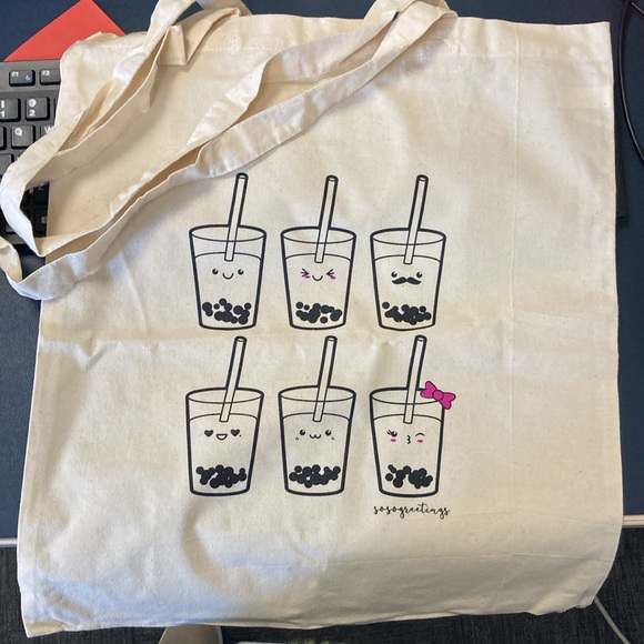 Squishmallow-Brand New Bobba Tea Tote bag & Bobba Tea Squishmallow key chain - Picture 2 of 3